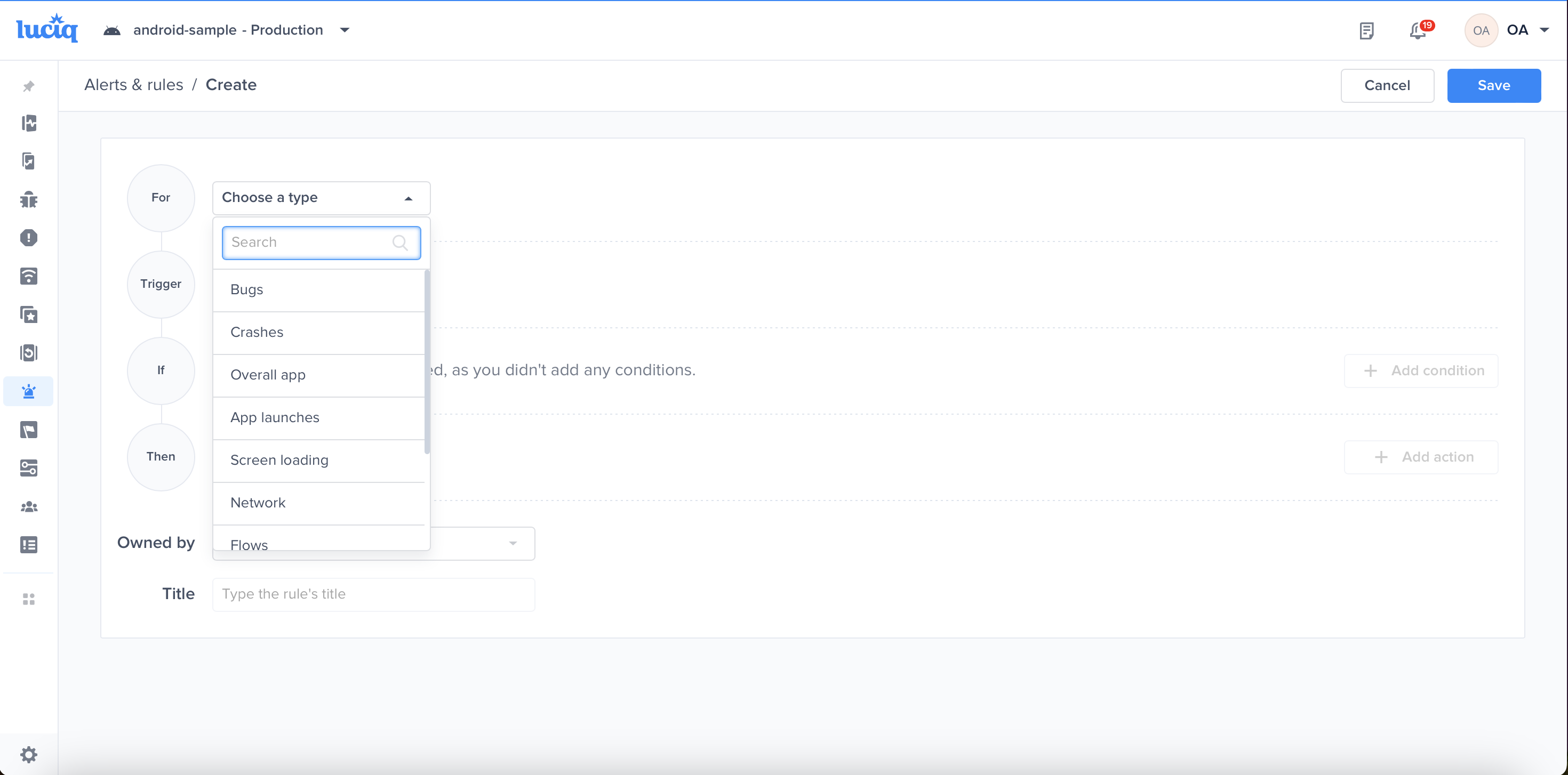 Choose the relevant performance metric for which you want to be alerted
