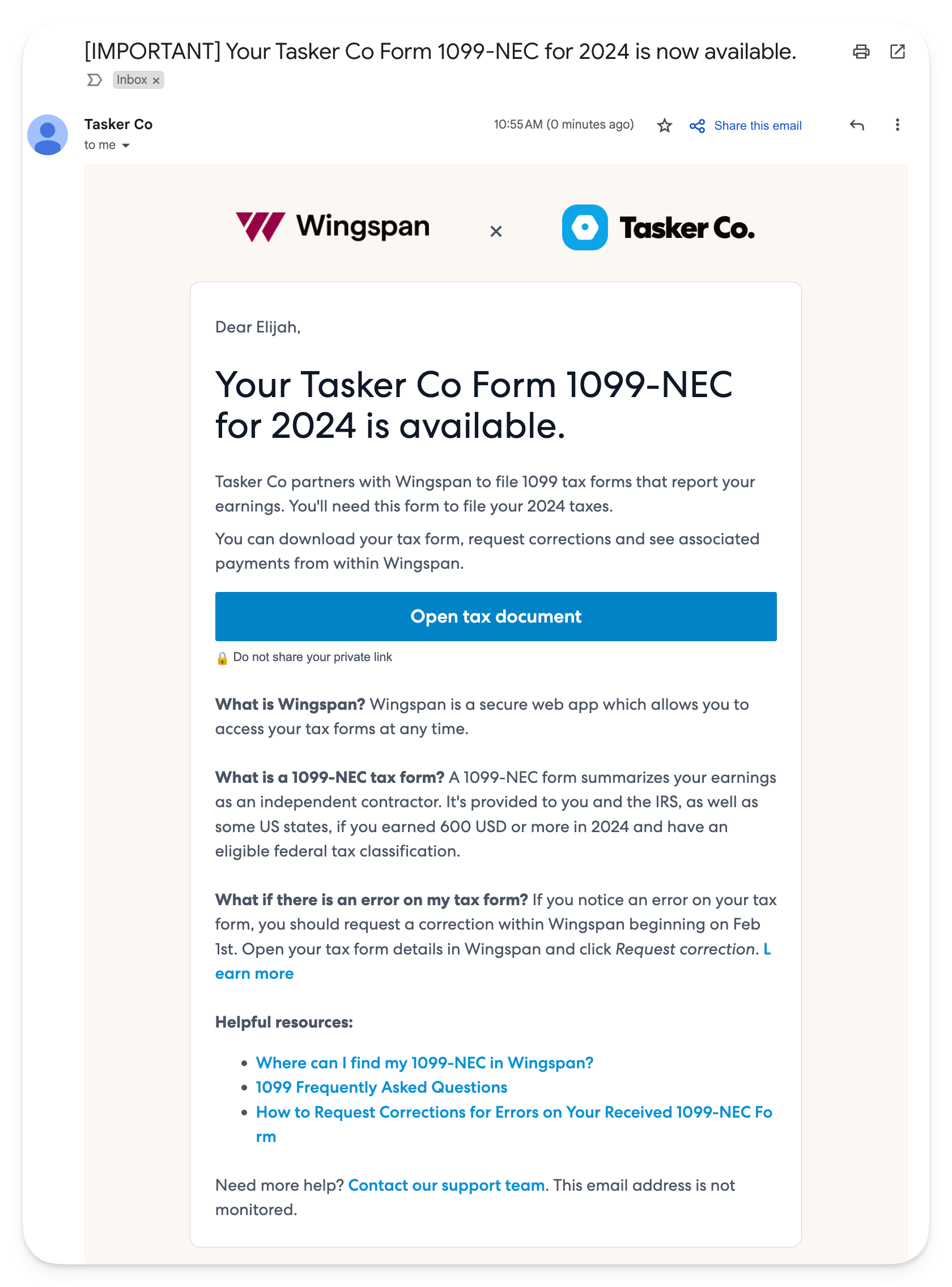 1099-NEC delivery notification