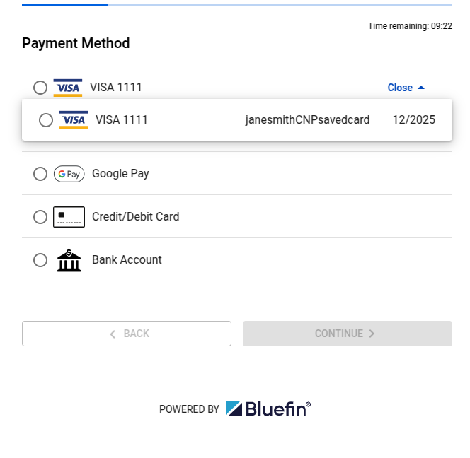 Saved Cards: View All and Selection