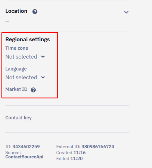 Regional settings