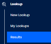 Screenshot of Lookup Results in the main menu