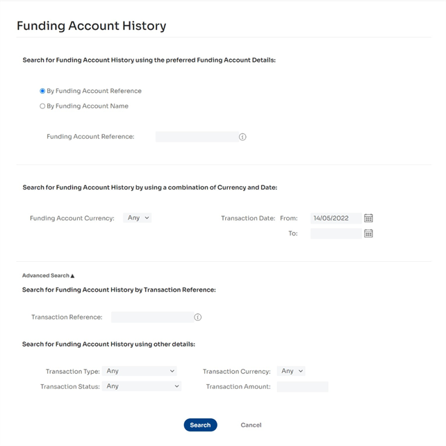 Figure 17: Viewing funding account history