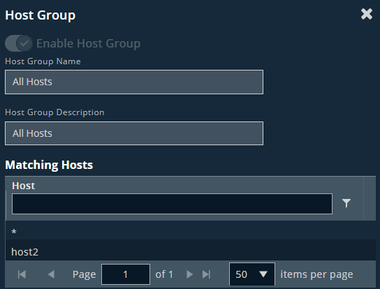 Host group details panel