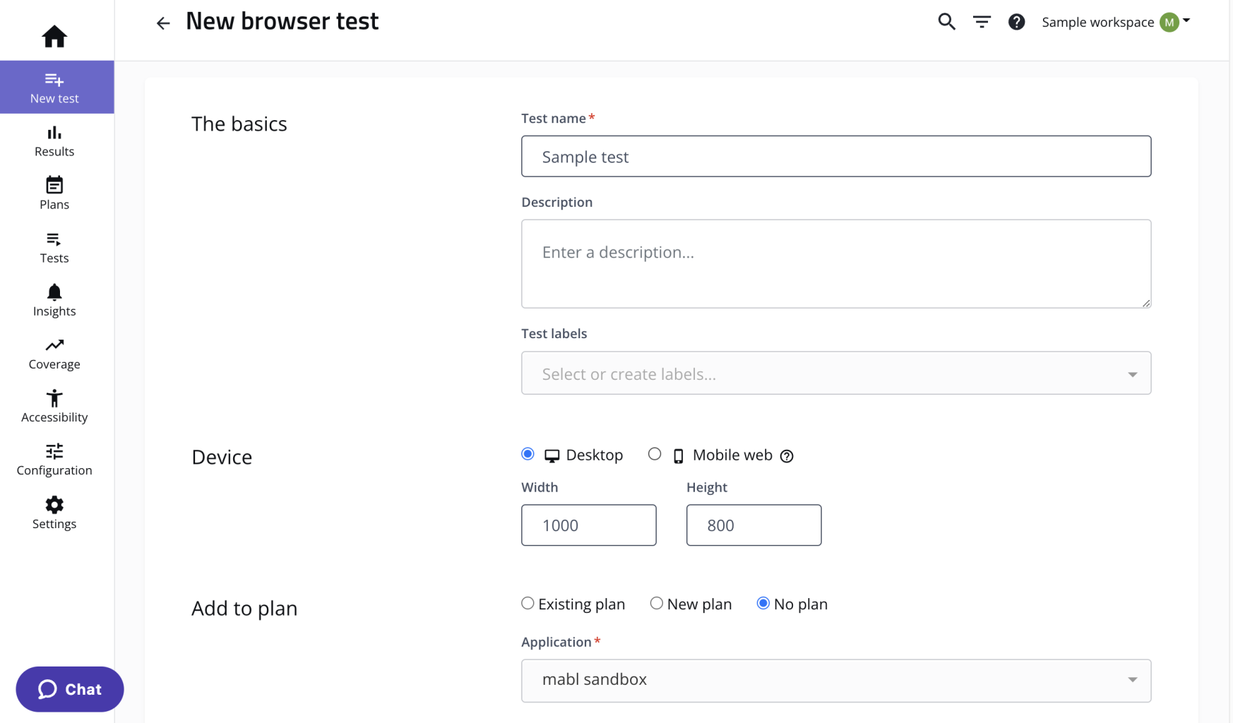 create browser test form
