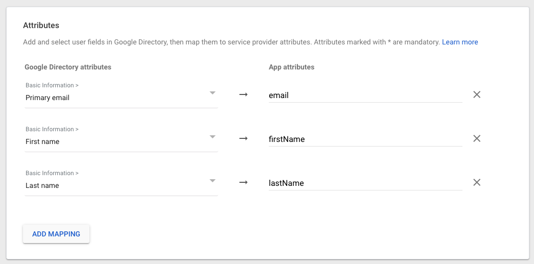 Attributes Mapping