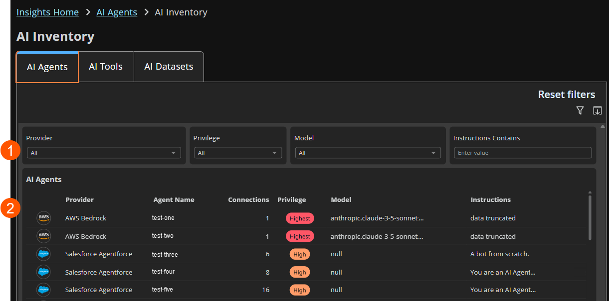 Agents Inventory home page