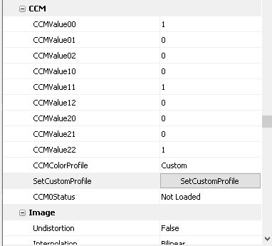 Colour Correction Matrix Coefficients in eBusPlayer