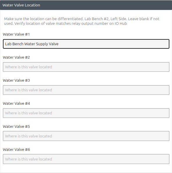 Completed water valve label