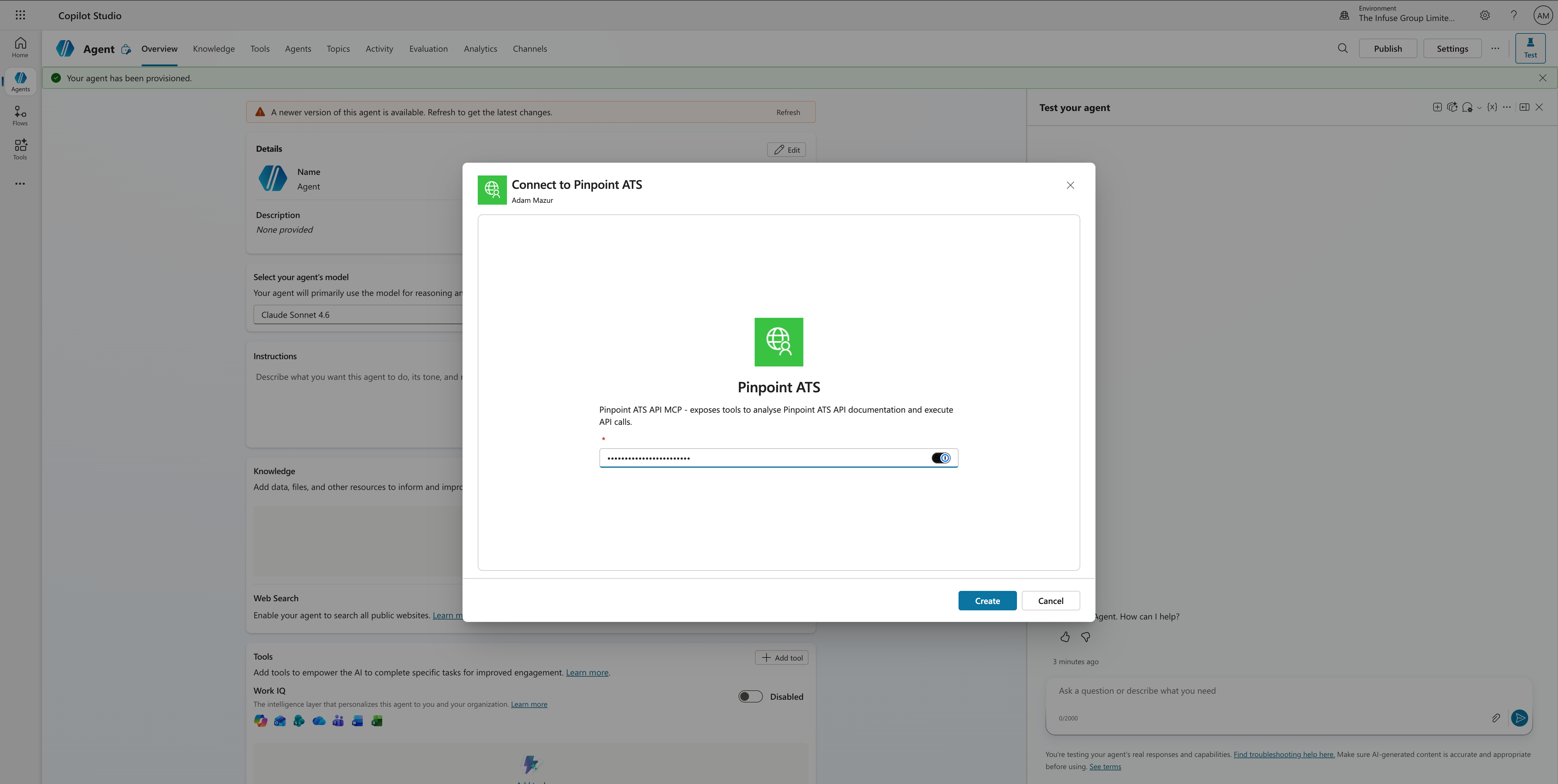 Step 7 – Connect to Pinpoint ATS dialog with API key field