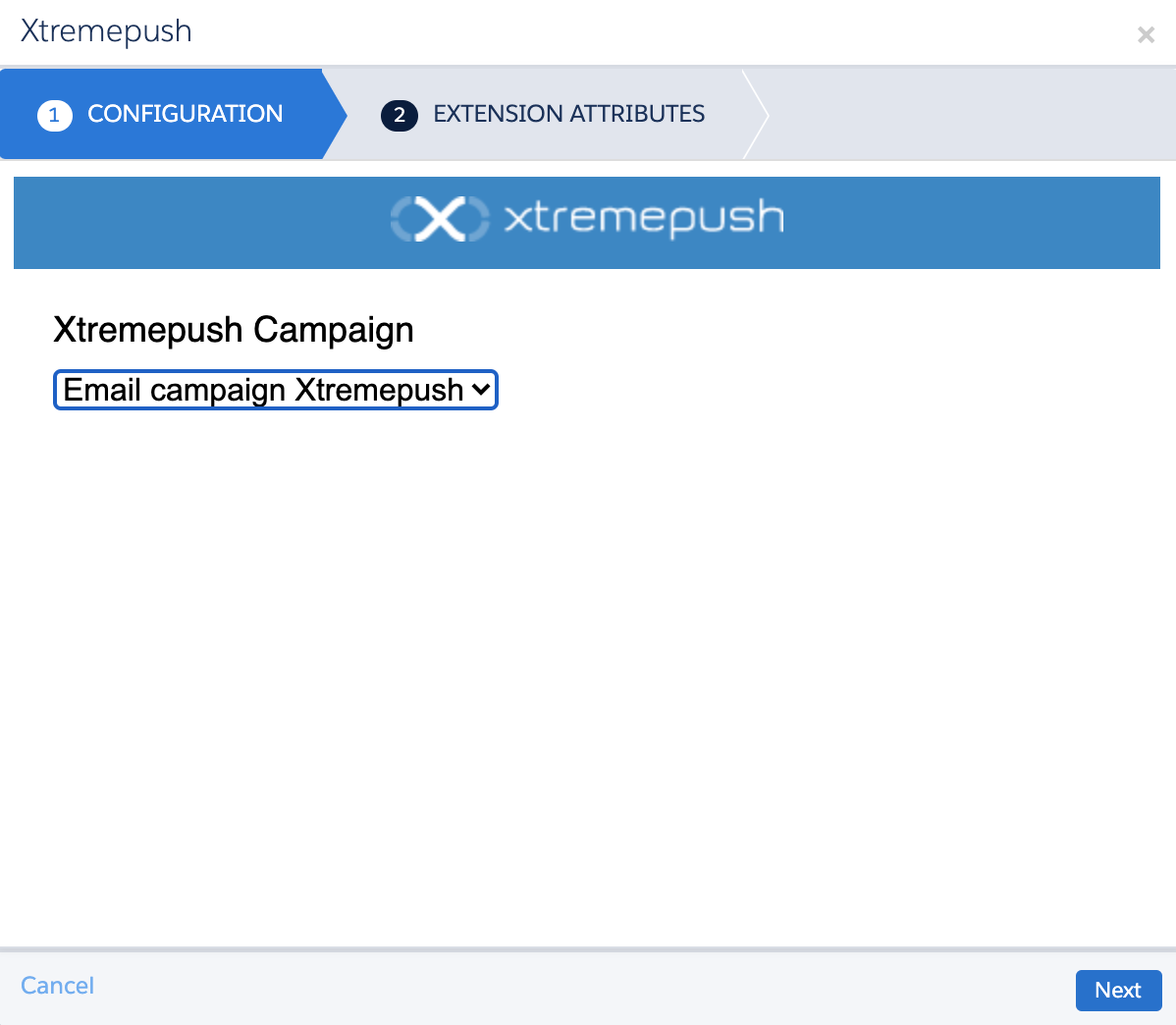 Select the Xtremepush campaign from the dropdown.