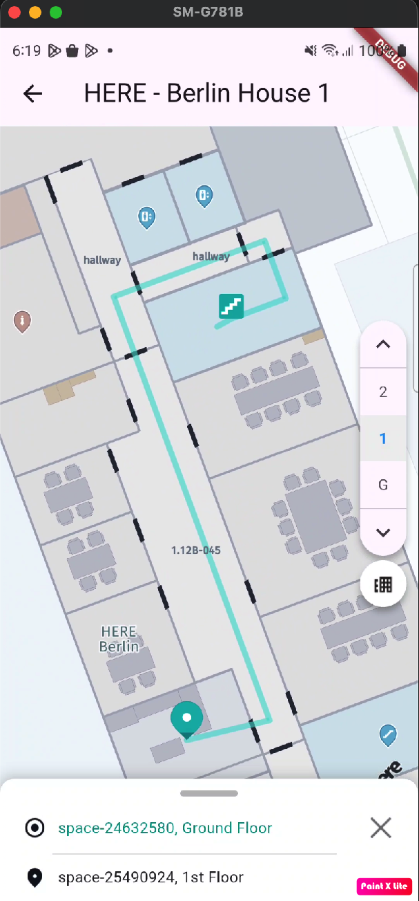 Indoor route at HERE Berlin office.