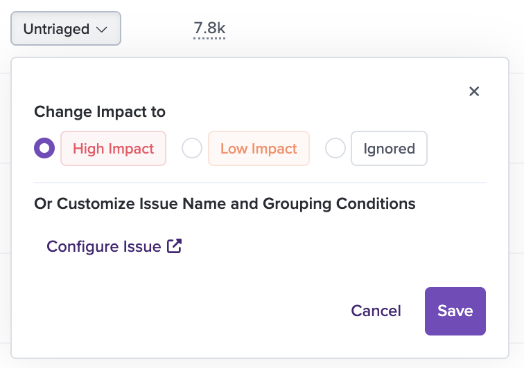 Issue triage popover