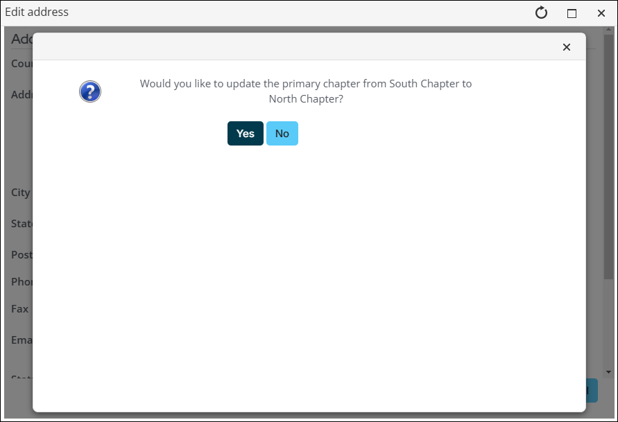 Example confirmation message after changing an address