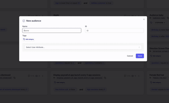 To create an Audience for users who selected a specific answer, simply select the Quiz (e.g.: What would you like some help with?) and then the corresponding value(s) (e.g.: stress or anxiety)