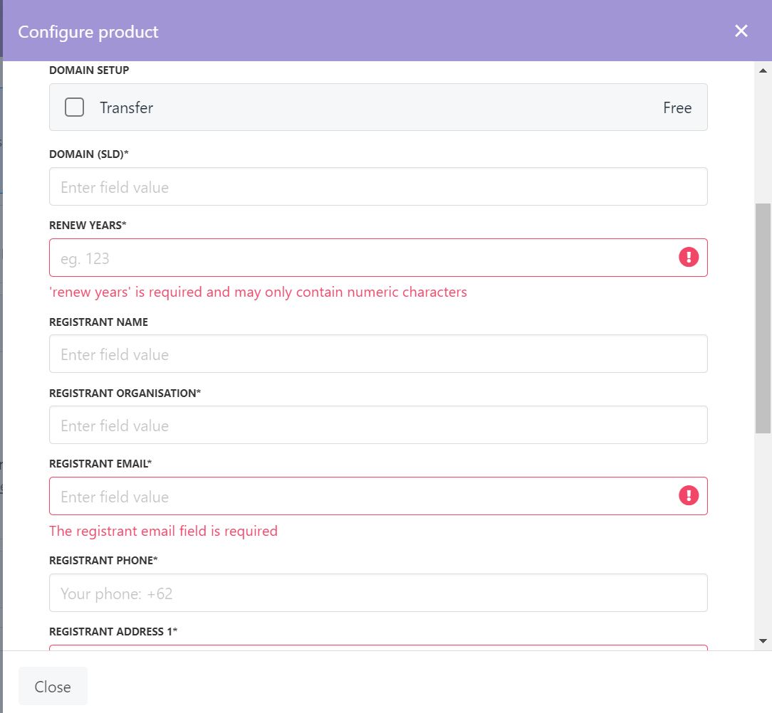 Information in Configure Product