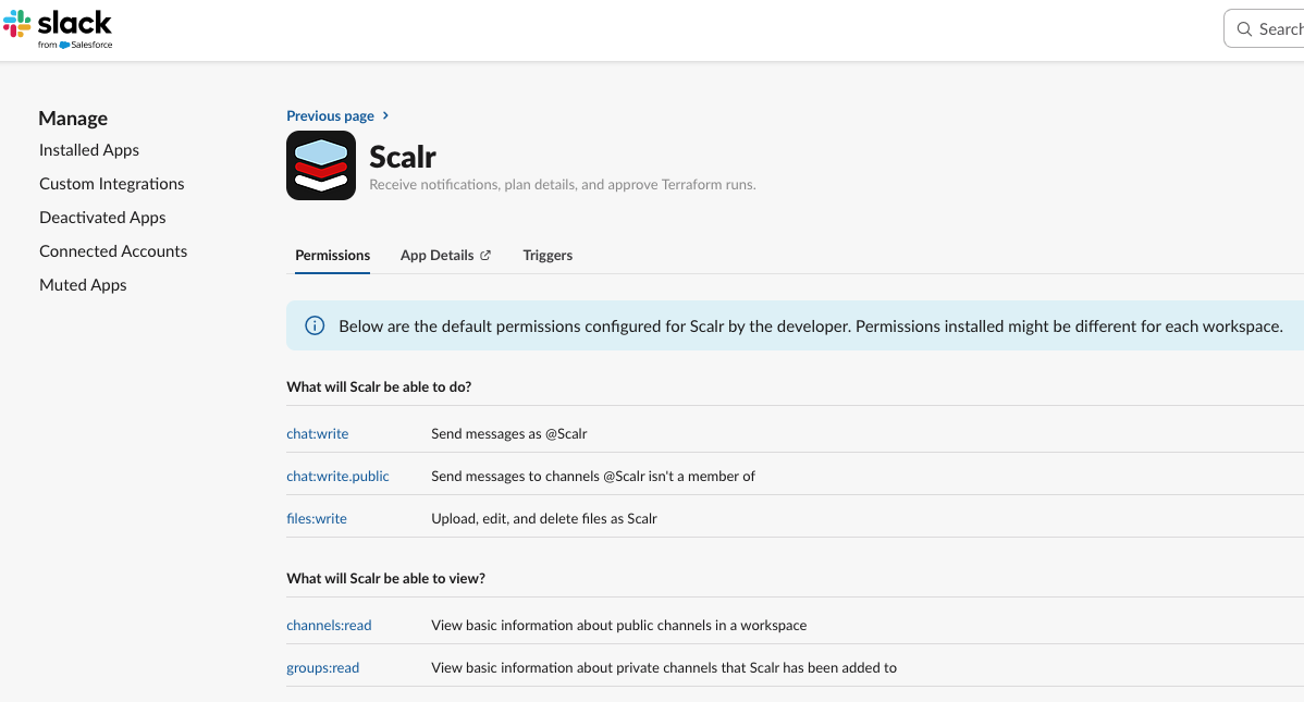 Slack app catalog