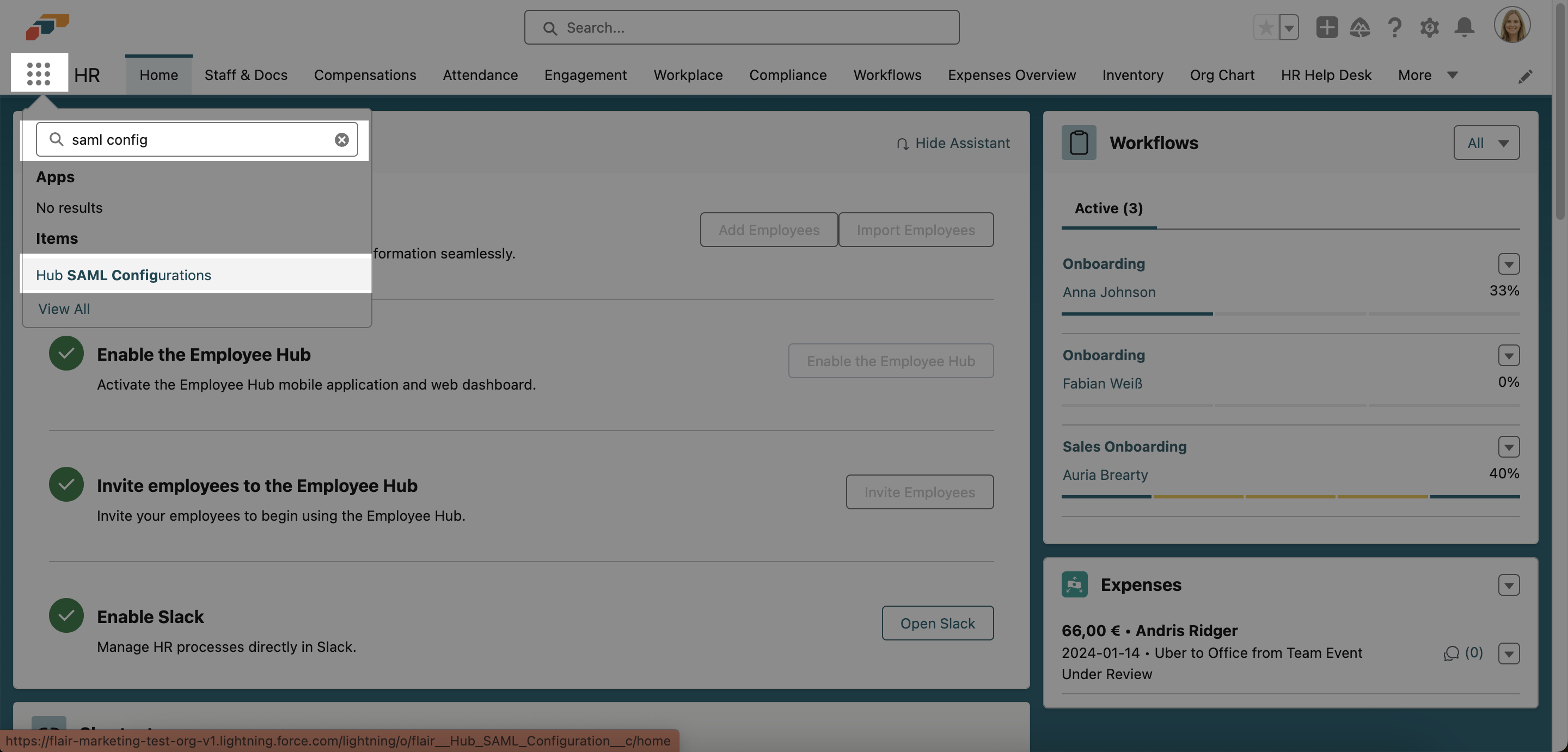 Configuring SAML for flair