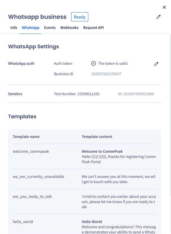 Screenshot of the WhatsApp settings section