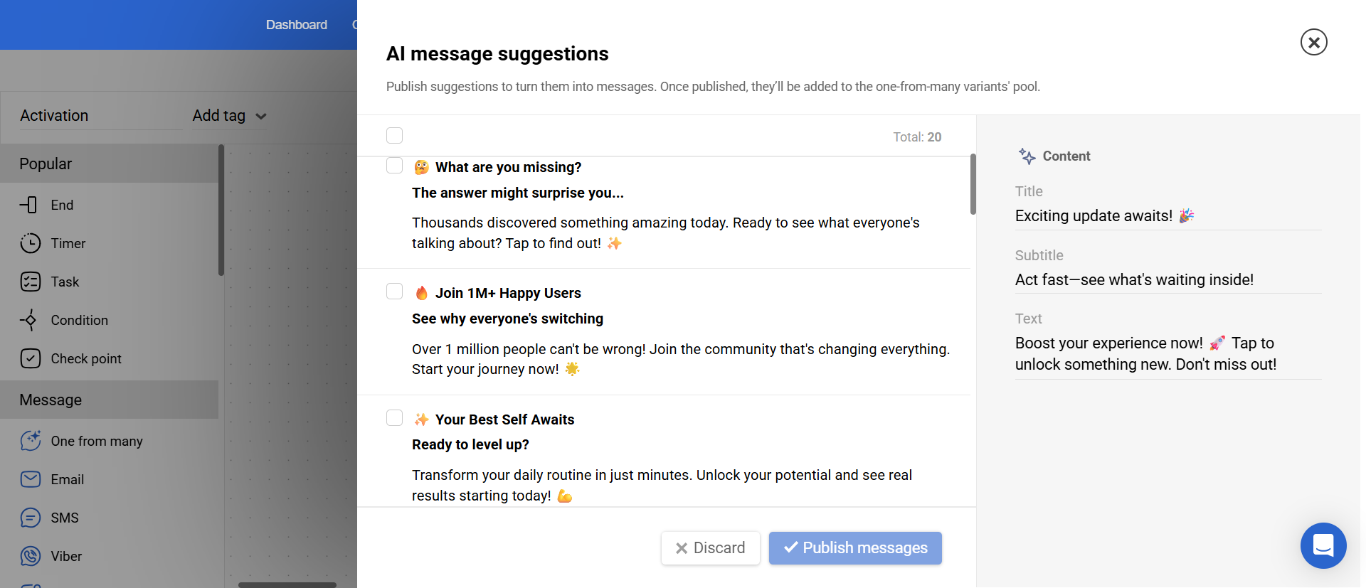 AI message suggestions