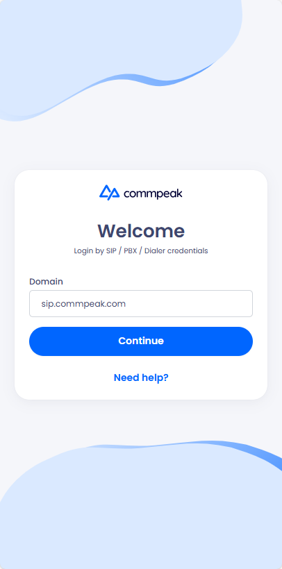 Screenshot of the login page