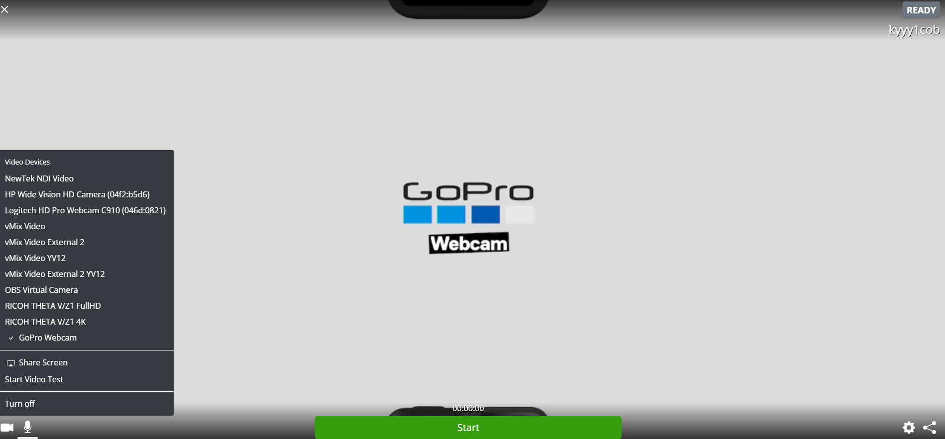 Select GoPro from the available devices