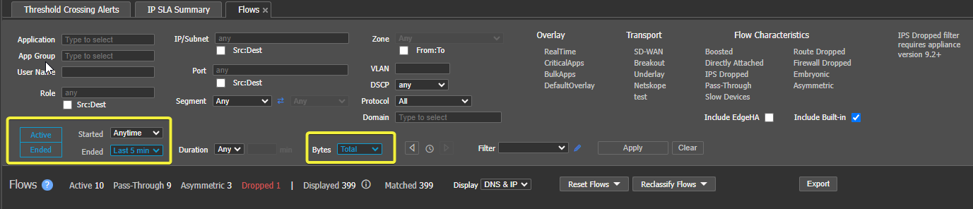 Flow filter suggestions