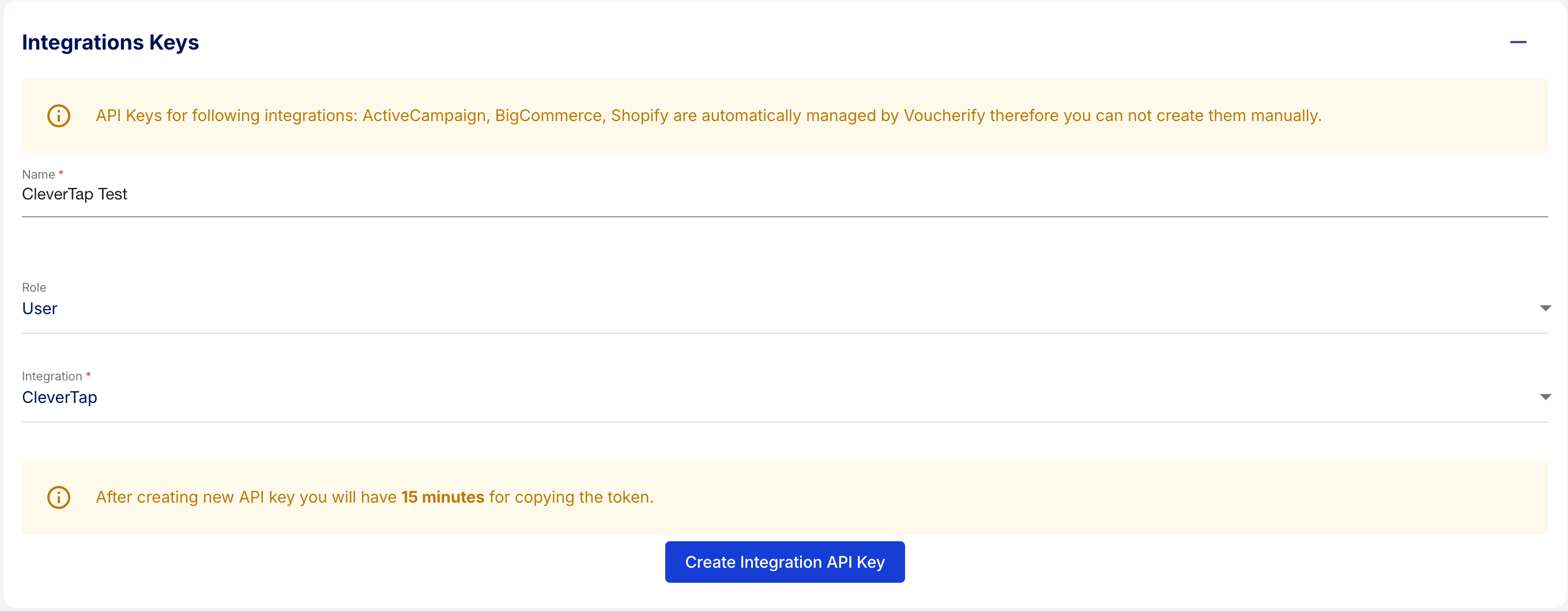 Setup CleverTap Integration on Voucherify Dashboard