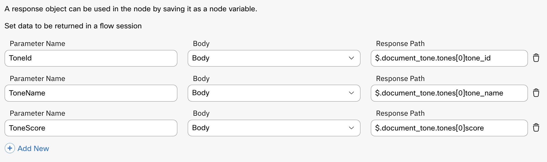 Screenshot of configuring the Response Path