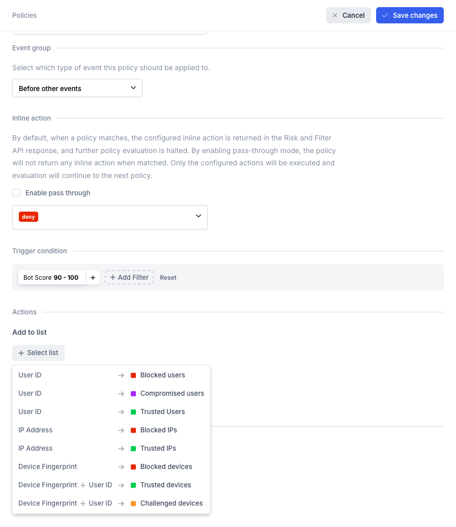 Add items to a list when a policy matches