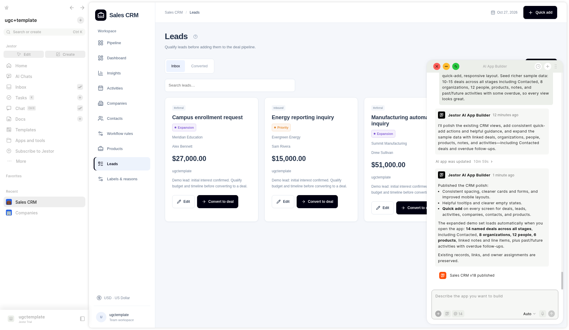Screenshot leads
