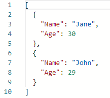 The JSON representation of a simple data source.
