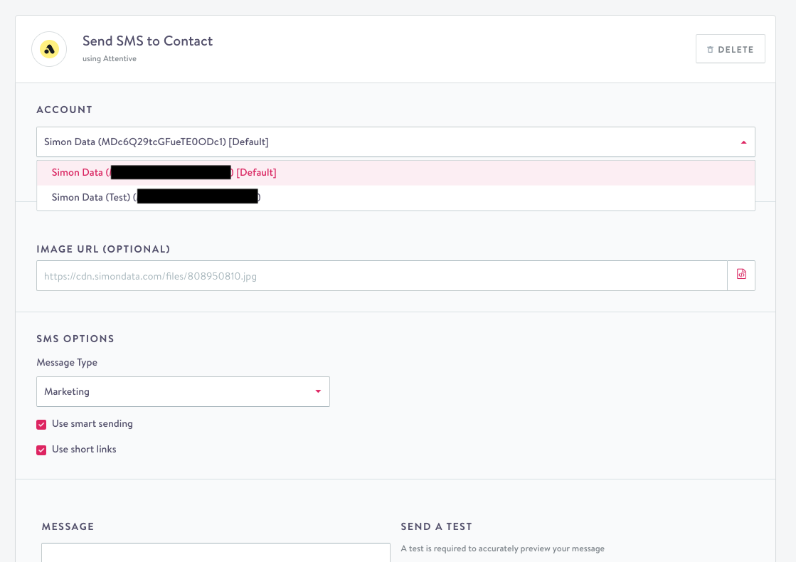 Picking account in action configuration