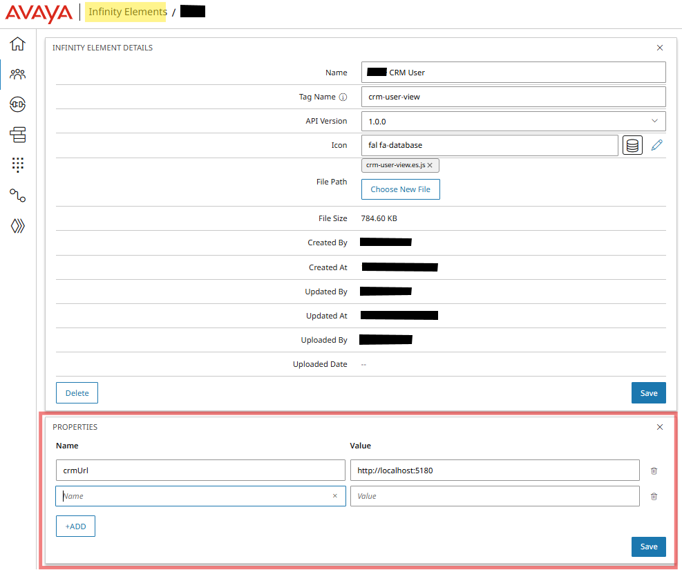 Avaya Infinity Admin - Edit Infinity Elements 
