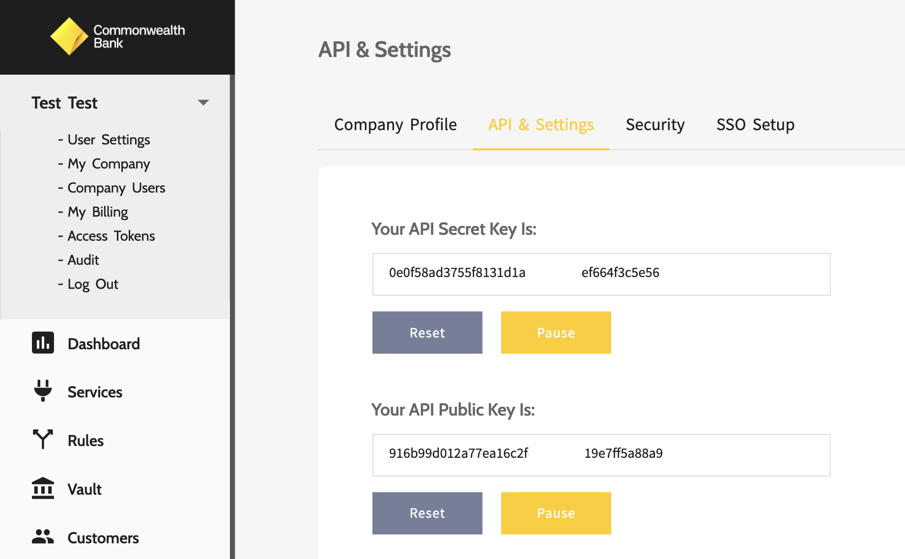 API credentials