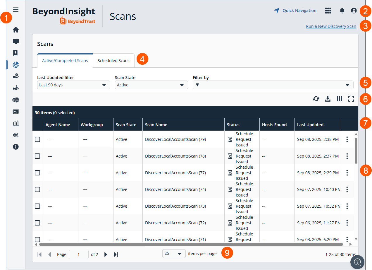 Password Safe for Cloud Discovery Scans page