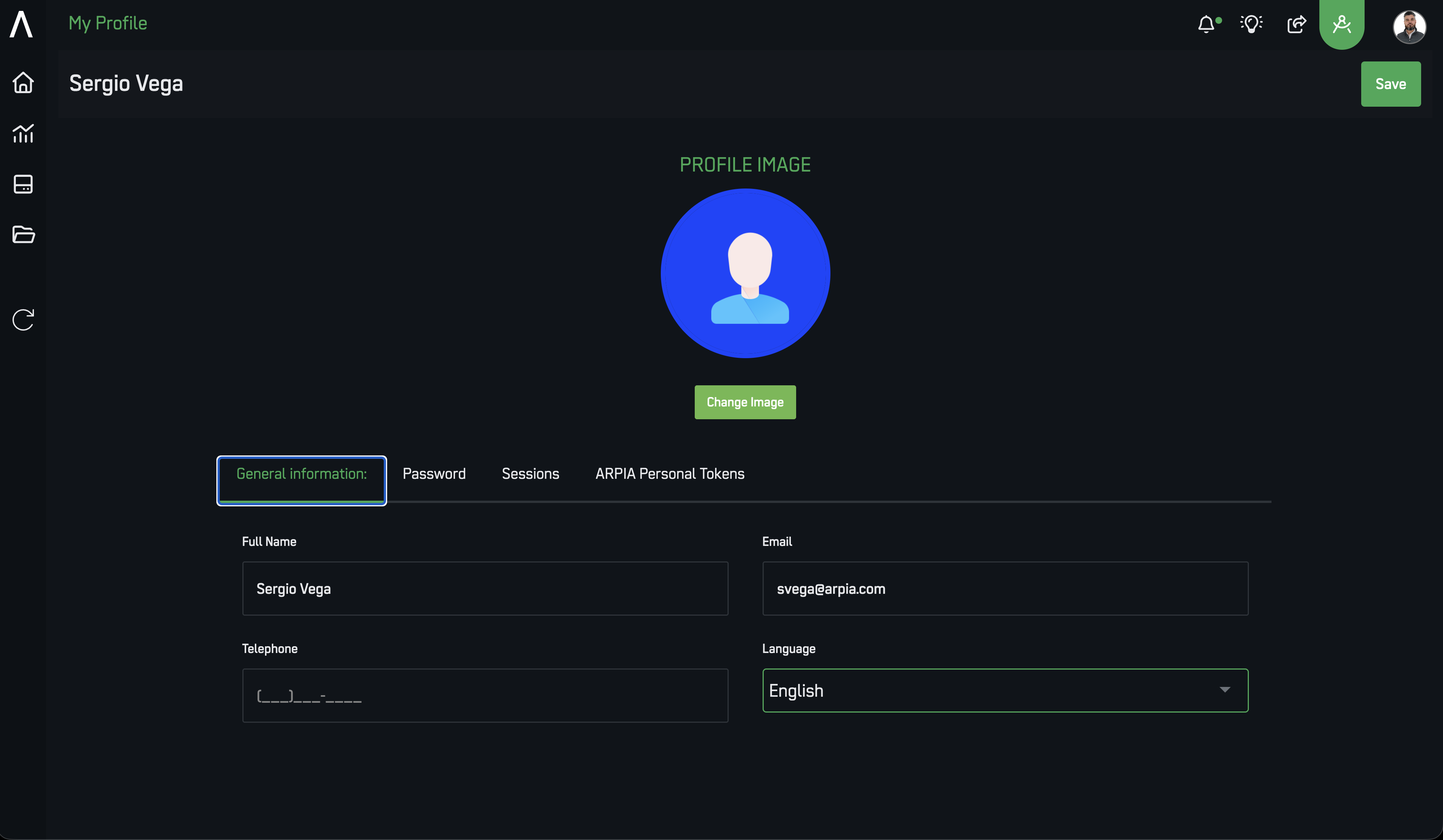 My Profile — General Information tab