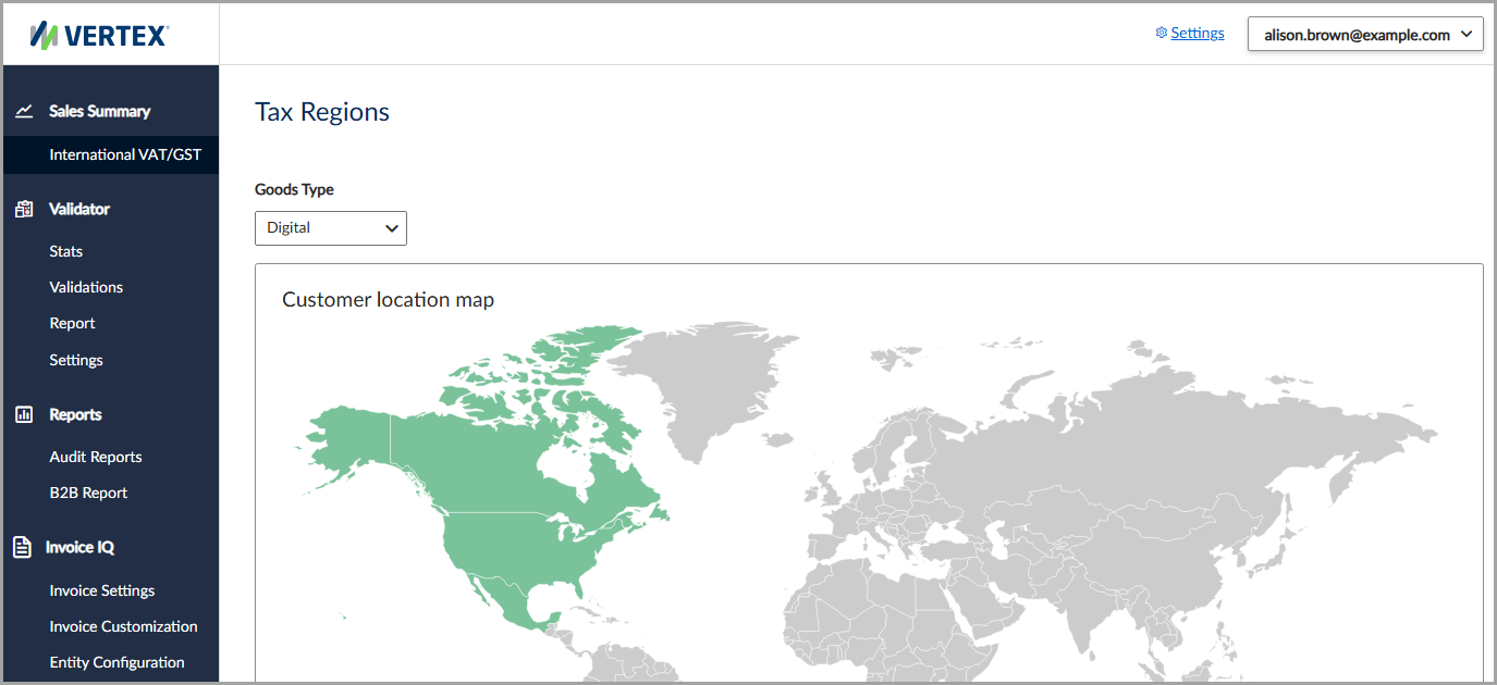 This view helps you quickly identify geographical coverage and customer activities.
