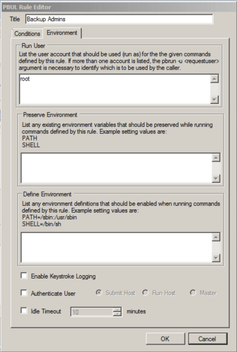 PBUL Rule Editor dialog