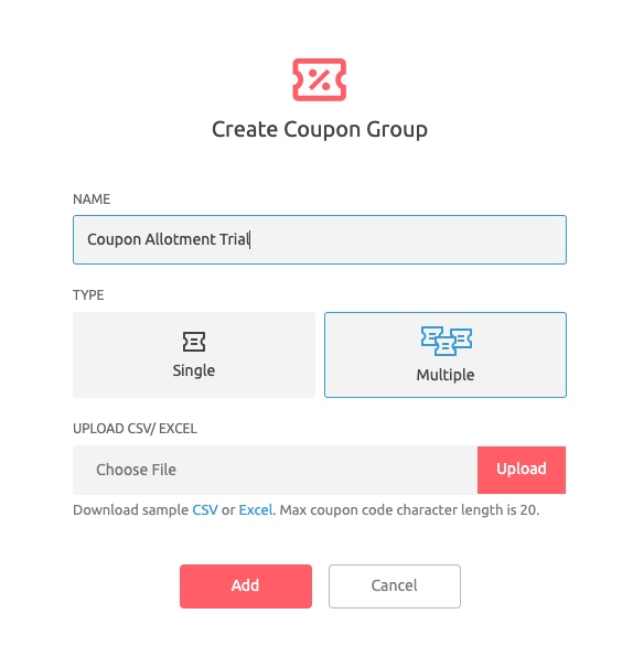 Create Coupon Group