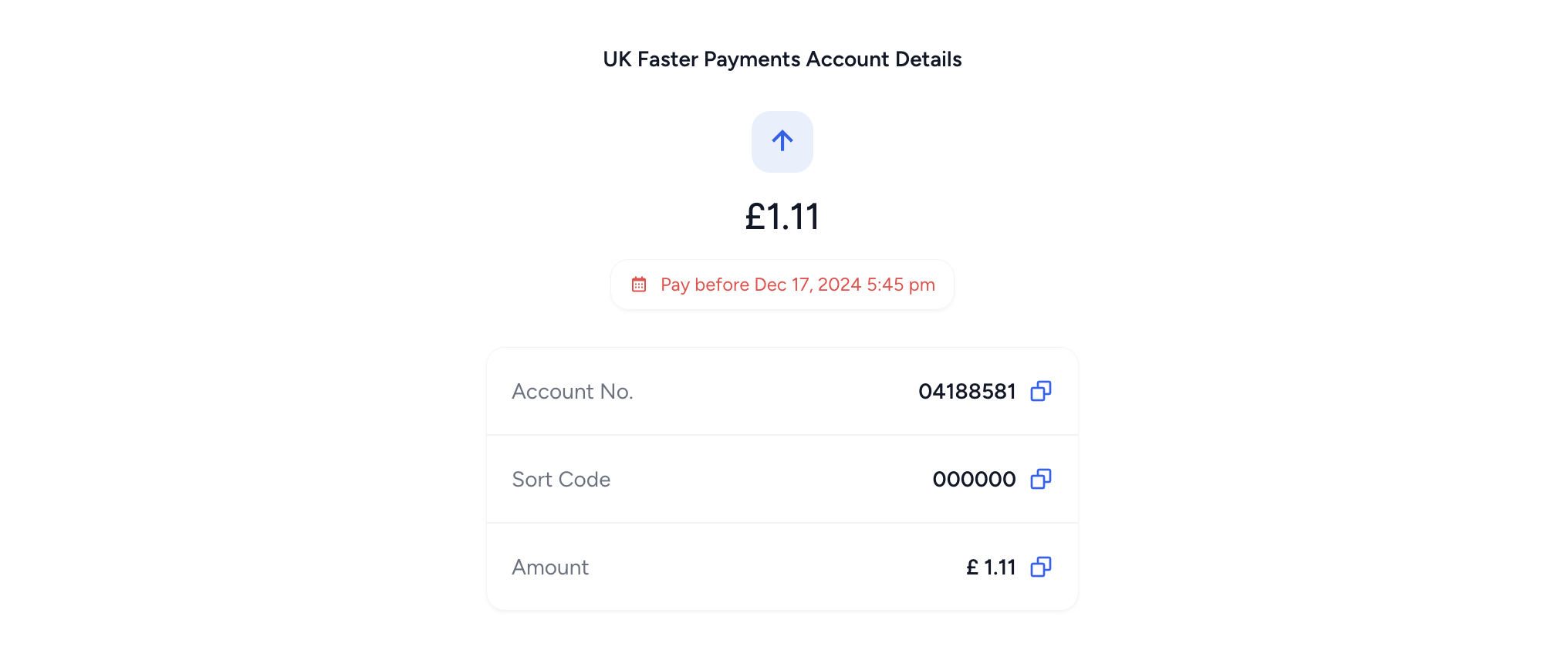 Details the Payer Needs to Enter on their banking app to Complete a SEPA TransferThis diagram shows the necessary information the payer will need to provide in their banking app to initiate the SEPA payment: the recipient's (Approvely's) IBAN, sort code, and the transfer amount.
