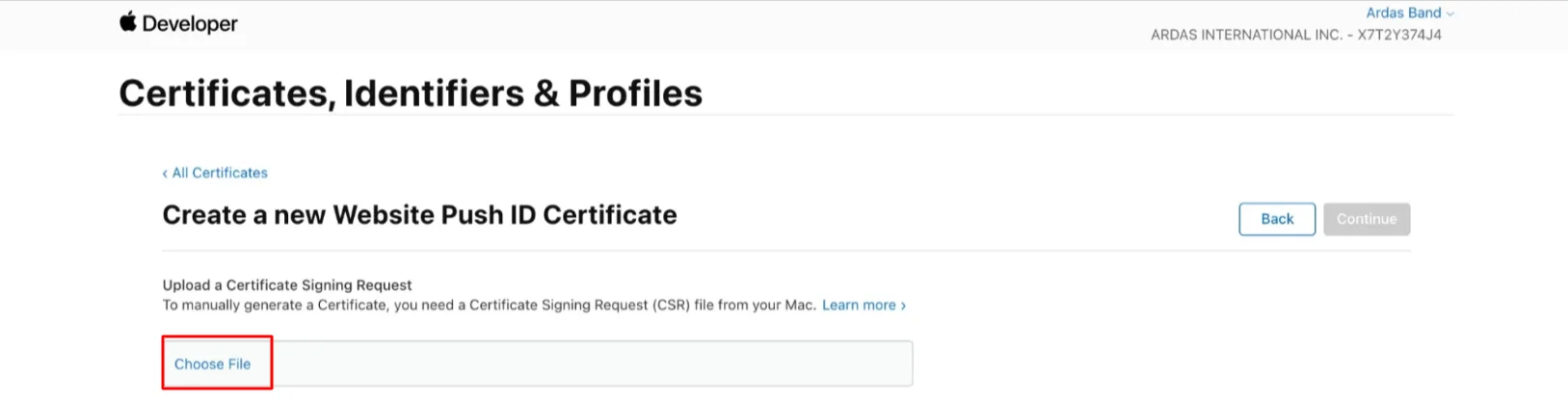 Upload a Certificate Signing Request