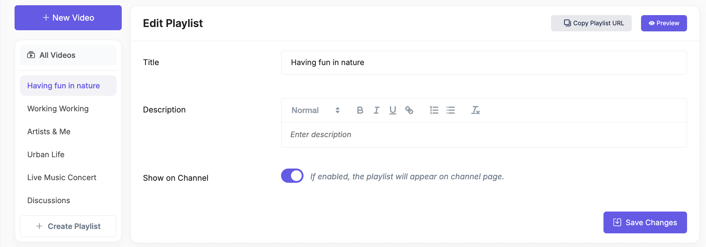 You can directly share the created playlists with a URL