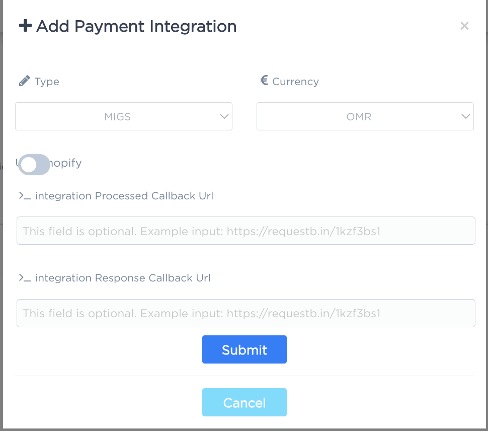 Accept Dashboard - Payment Integrations add.