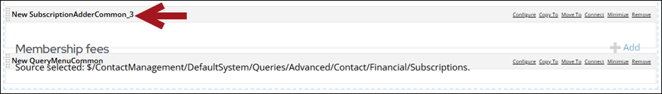Ensuring the subscription adder content item is above the query menu content item