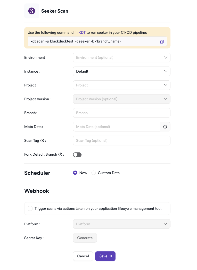 Seeker scan creation