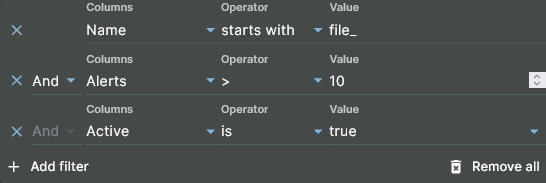 Sandfly Results Filter Builder