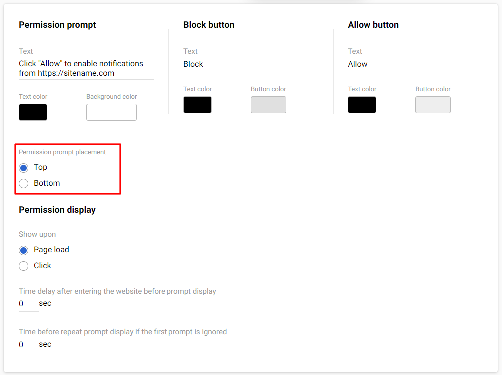 Custom dialog/Panel settings