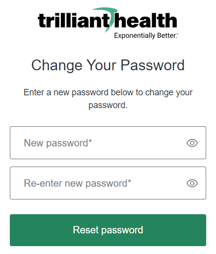 New Password screen
