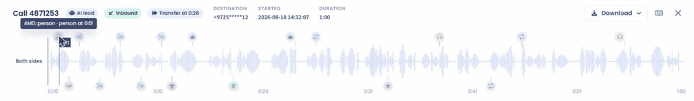 Hovering over a marker on the waveform