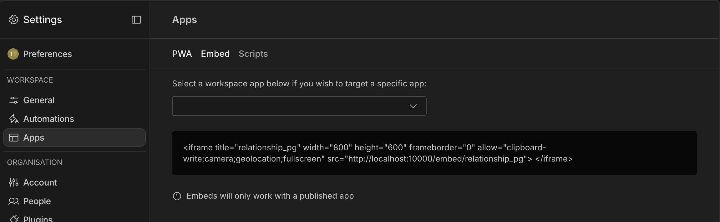 Click the 'Copy code' to quick copy the iframe contents